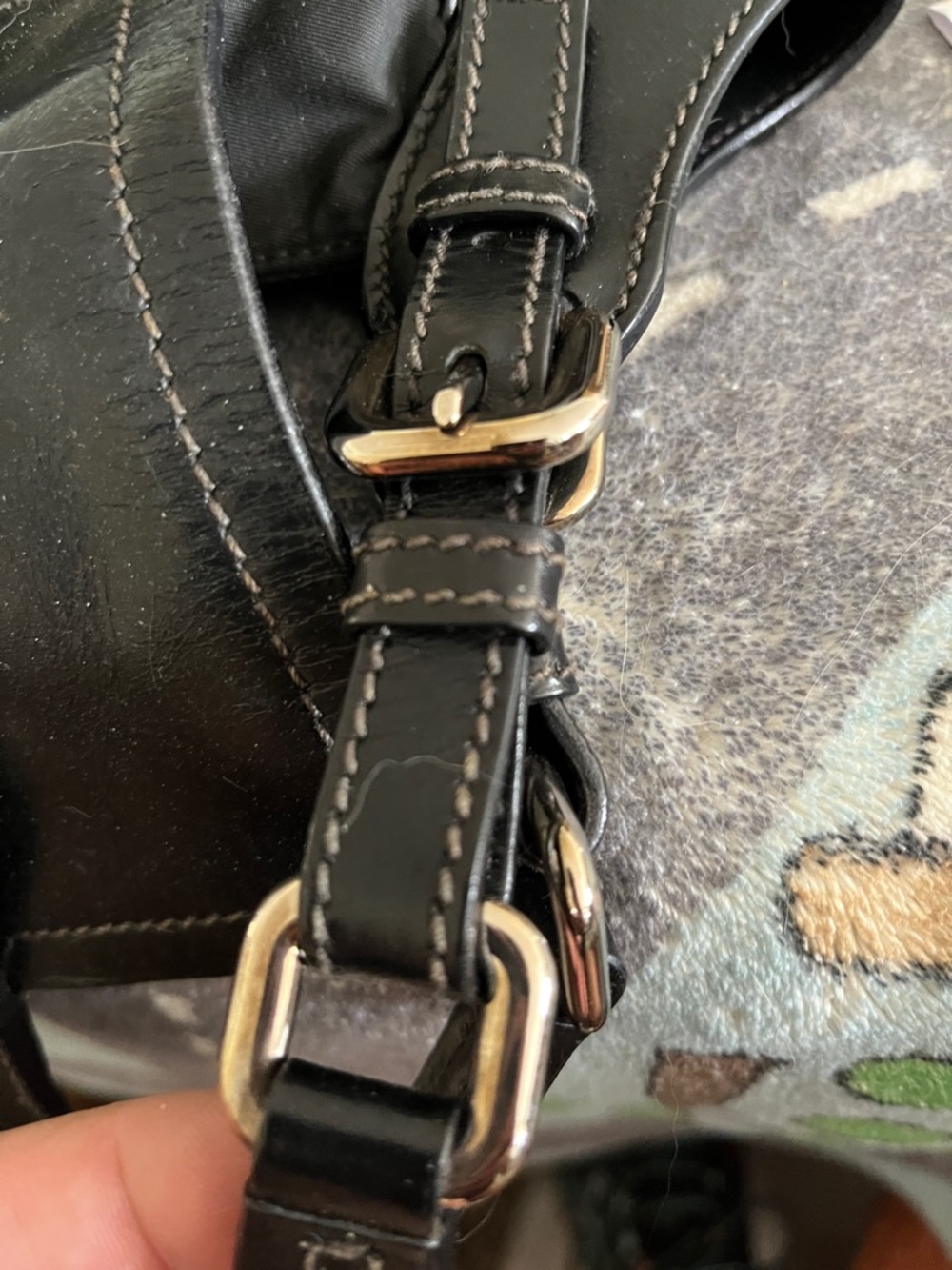 Prada Black Leather & Nylon Buckle Shoulder Bag - Picture 4 of 15